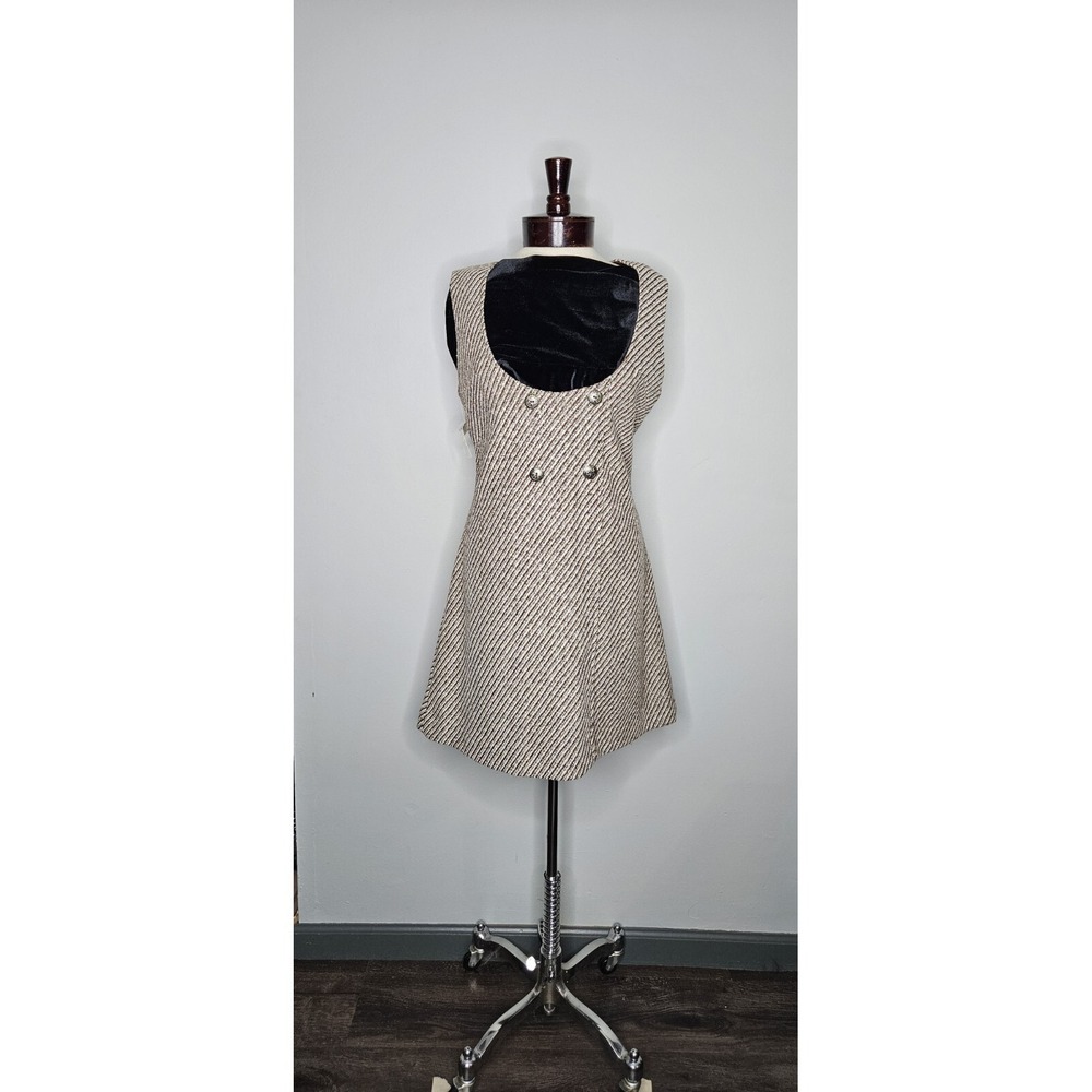 Vintage 60s BYER California Tweed Mini Dress Menswear Mod NWT L